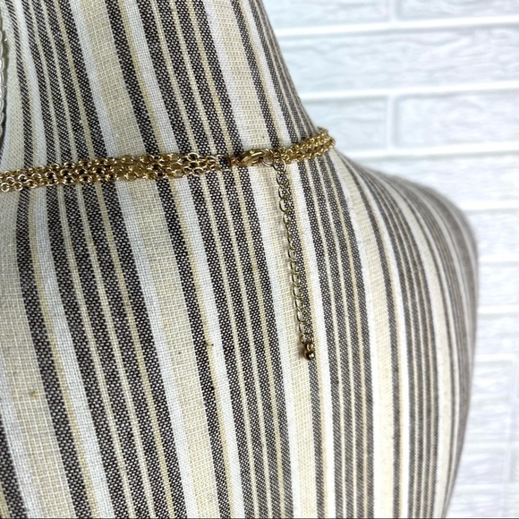 Tear Drop Layered Tiered Statement Bib Necklace Light Blue Teal Gold Tone Chain - Picture 4 of 4